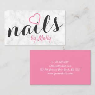 Tarjeta De Visita Las uñas negras rosadas de mármol blanco bonito 