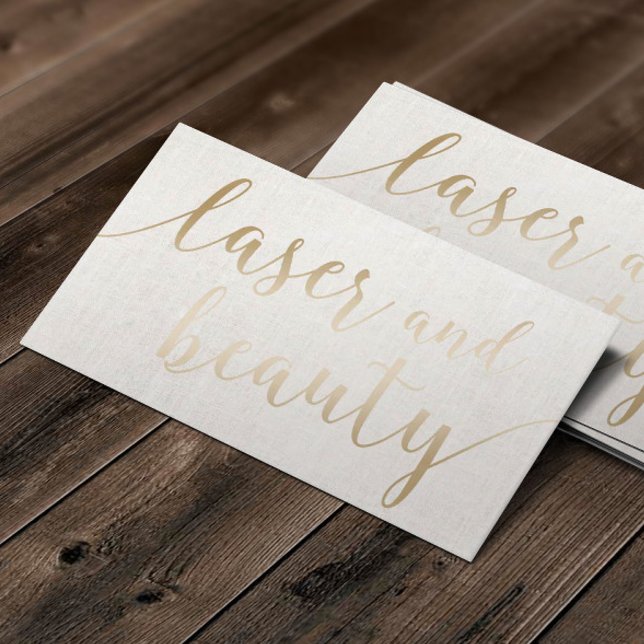 Tarjeta De Visita Láser y belleza Esteticismo Elegante Guión de Oro (Subido por el creador)