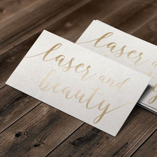 Tarjeta De Visita Láser y Belleza Estético Elegante Guión Dorado