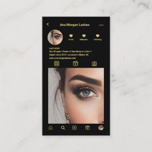 Tarjeta De Visita Lash Artist Instagram Photo Grid Código Qr Negro