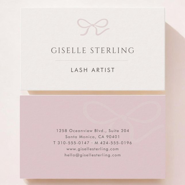 Tarjeta De Visita Lash Artist Pink Bow (Subido por el creador)