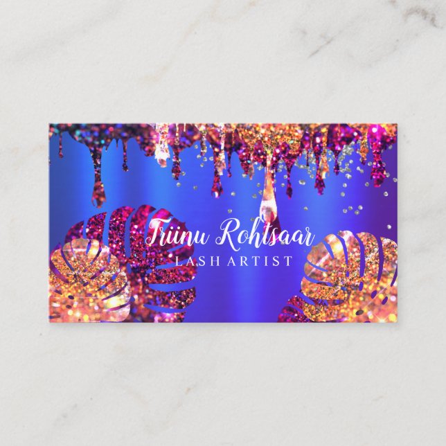 Tarjeta De Visita Lash Artist Purpurina Sparkling Business Card (Anverso)