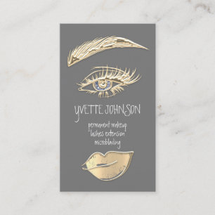 Tarjeta De Visita Lash Brow Logo permanente de maquillaje QRCode Gri