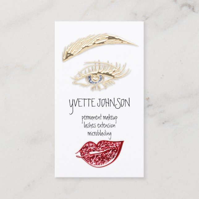 Tarjeta De Visita Lash Brow Logotipo de maquillaje Permanente Código (Anverso)