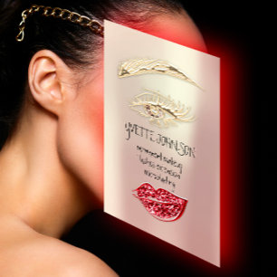 Tarjeta De Visita Lash Brow maquillaje permanente QRCode Rosa de oro