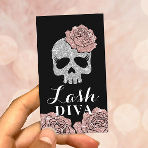 Tarjeta De Visita Lash Diva Purpurina Beauty Skull Eyelash Extension