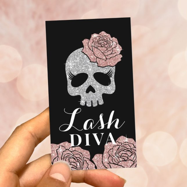 Tarjeta De Visita Lash Diva Purpurina Beauty Skull Eyelash Extension (Subido por el creador)