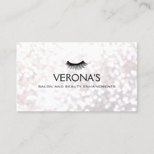 Tarjeta De Visita Lash Extensions White Bokeh