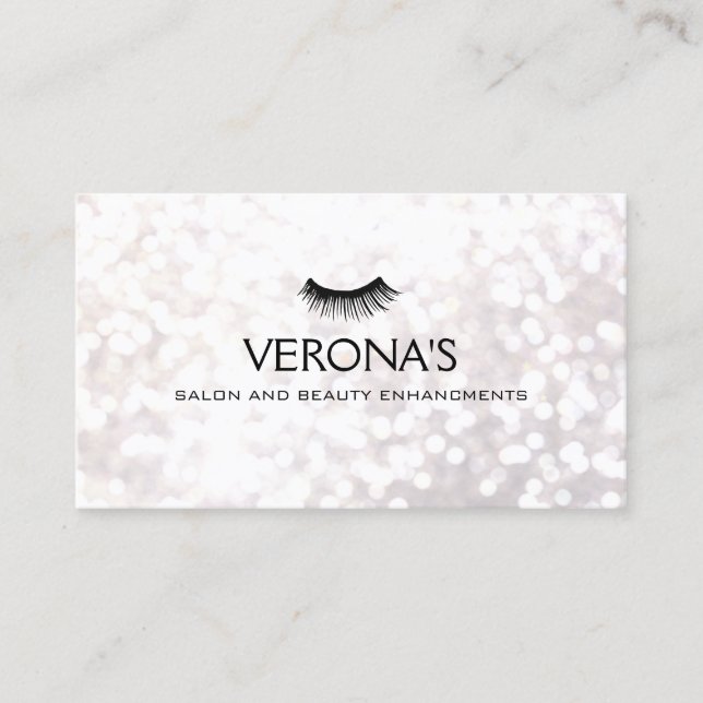 Tarjeta De Visita Lash Extensions White Bokeh (Anverso)