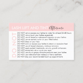 Tarjeta De Visita Lash Lift and Tint Evita los consejos después del 