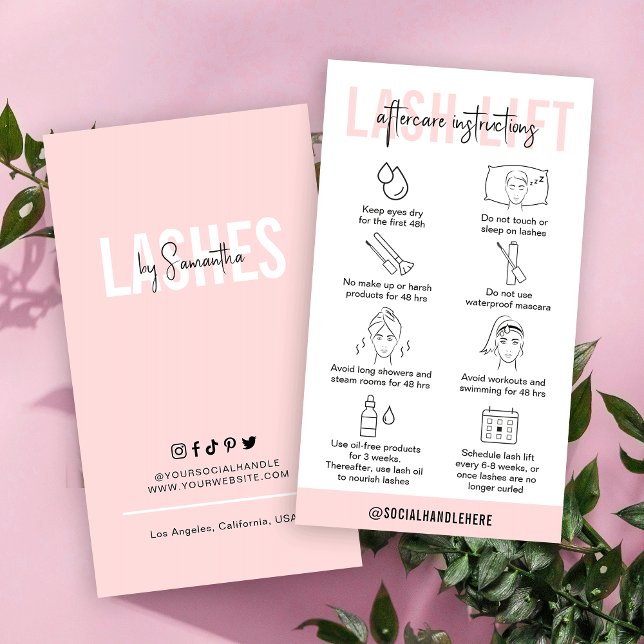 Tarjeta De Visita Lash Lift Instrucciones para el cuidado posterior  (Subido por el creador)
