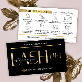 Tarjeta De Visita Lash Lift & Tint Afcare Guide Glam Black & Gold