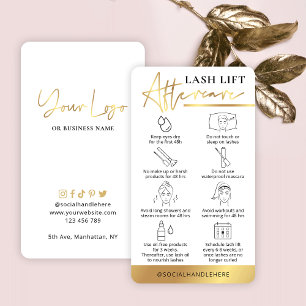 Tarjeta De Visita Lash Lift & Tint Afcare Guide White & Gold