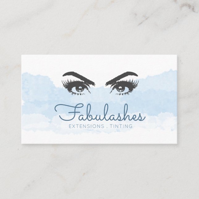 Tarjeta De Visita Lash Services maquillaje Artista Belleza Azul acua (Anverso)