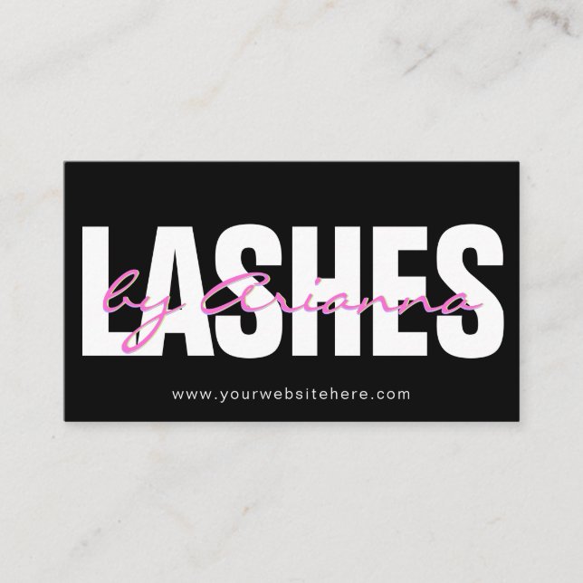 Tarjeta De Visita Lash Tech Eyelash Extensiones Lashes Boutique Neon (Anverso)