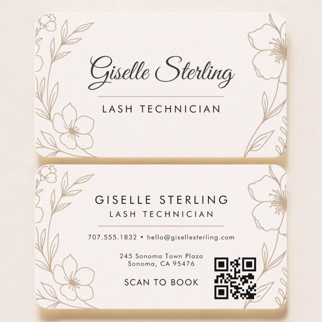 Tarjeta De Visita Lash Tech Floral Código QR Profesional (Subido por el creador)