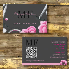 Tarjeta De Visita Lash Technician, Eyelash Infills QR Code Monogram