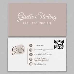 Tarjeta De Visita Lash Technician Rubor Mauve Modern Elegant Código