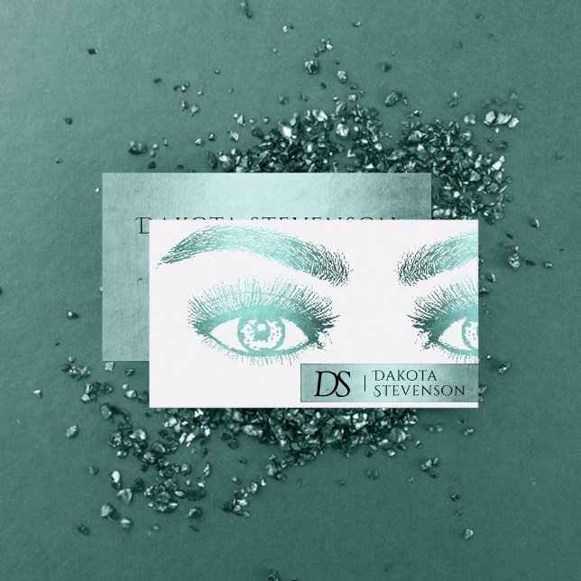 Tarjeta De Visita Lash Technician | Verde turquesa de lujo Verde azu (Subido por el creador)