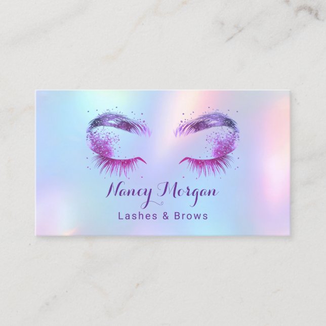 Tarjeta De Visita lashes and brows holographic unicorn rainbow (Anverso)