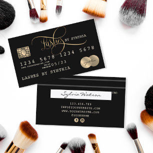 Tarjeta De Visita Lashes Credit Card Styled Black  Gold