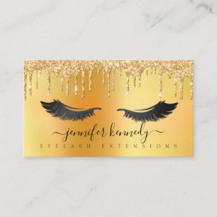 Tarjeta De Visita Lashes Extensiones de Eyelash Purpurina Oro