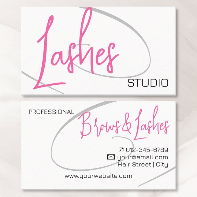 Tarjeta De Visita Lashes Studio Modern Classy Professional Pink (Subido por el creador)