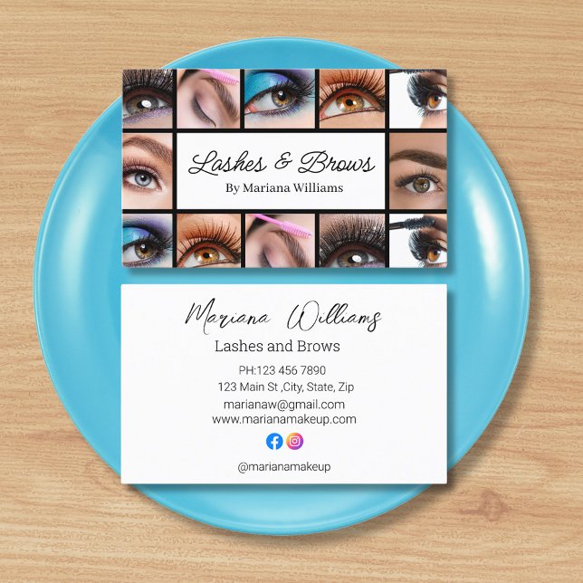 Tarjeta De Visita latidos y cejas 12 maquillaje de fotos elegante (Subido por el creador)