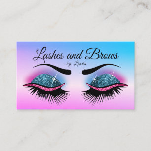 Tarjeta De Visita Latigazos bonitos - rosa y purpurina azul