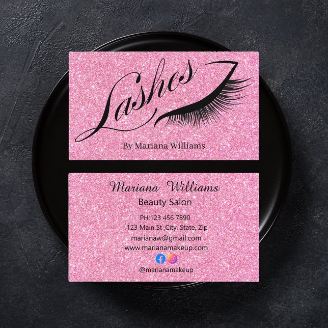 Tarjeta De Visita latigazos, maquillaje artista elegante purpurina r (Subido por el creador)