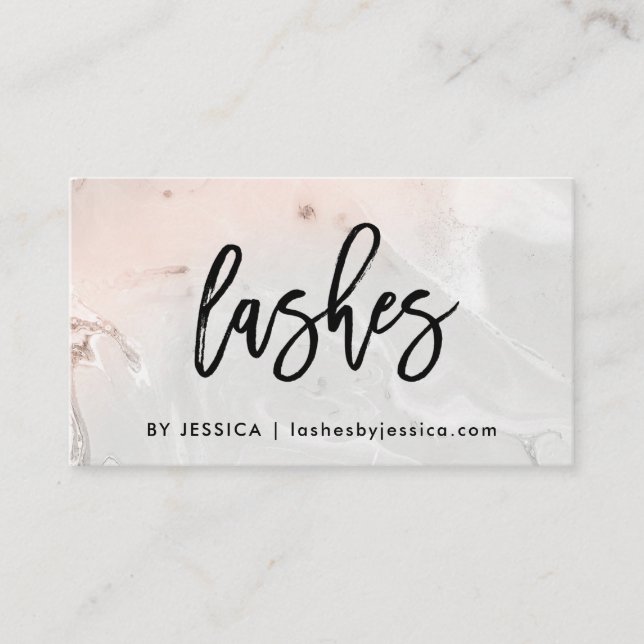 Tarjeta De Visita Latigazos rosados y grises de Rubor moderno del (Anverso)