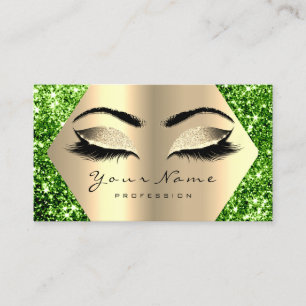 Tarjeta De Visita Latigazos verdes del maquillaje del purpurina del