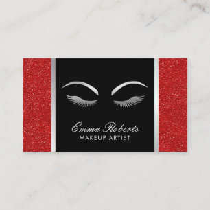 Tarjeta De Visita Latigazos y rojo del artista de maquillaje de la