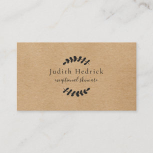 Tarjeta De Visita Laurel deja a Rustic Kraft