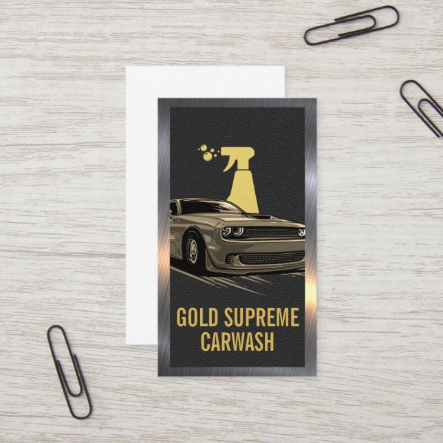 Tarjeta De Visita Lavado automático| Coche muscular | Metálico de cu (Anverso/Reverso In Situ)