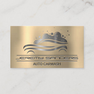 Tarjeta De Visita Lavado automático de burbujas   Metálico de oro