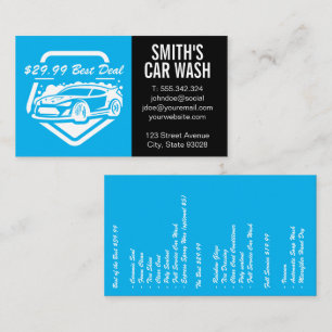 Tarjeta De Visita Lavado automático de coches   Servicio de limpieza