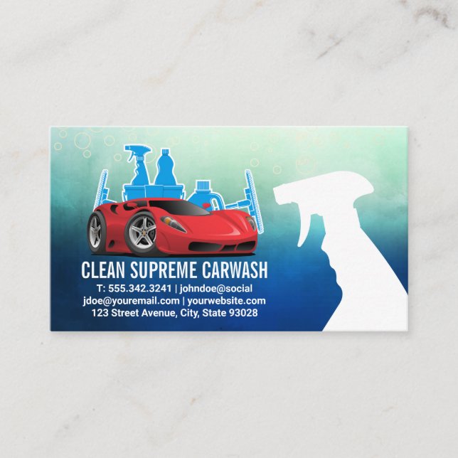 Tarjeta De Visita Lavado automático de coches | Suministros de limpi (Anverso)
