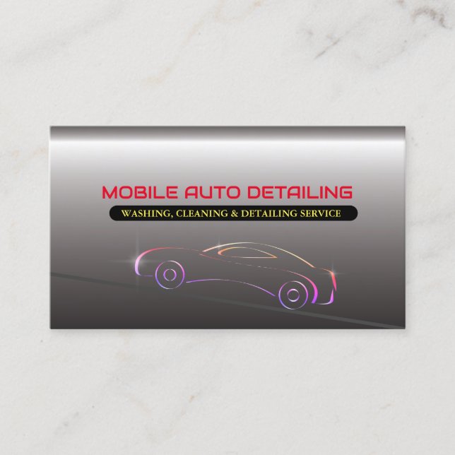 Tarjeta De Visita Lavado automático móvil, limpieza y plata de desco (Anverso)