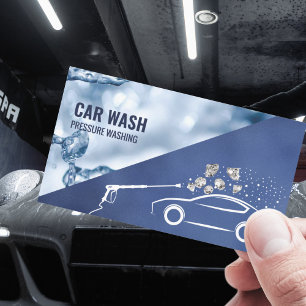 Tarjeta De Visita Lavado de Auto con Hidrolimpiadora Profesional