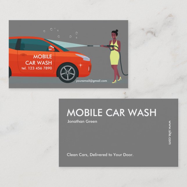 Tarjeta De Visita Lavado de Auto Móvil (Anverso / Reverso)