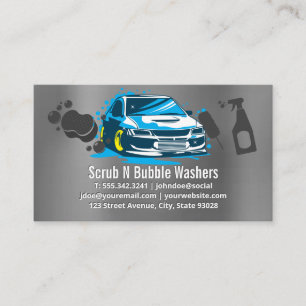 Tarjeta De Visita Lavado de Autos   Auto y Burbujas   Limpiadores