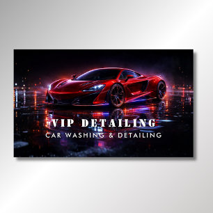 Tarjeta De Visita Lavado de Autos Rojo Moderno & Detallado de Autos
