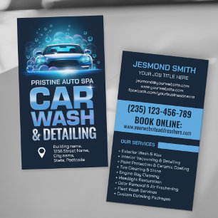 Tarjeta De Visita Lavado de Autos y Profesional de Detallado Elegant