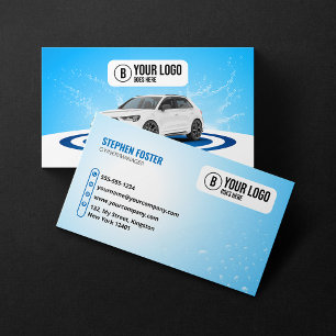 Tarjeta De Visita Lavado de coche azul Auto Detailing Auto Cleaning 