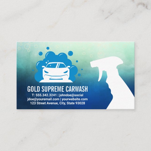 Tarjeta De Visita Lavado de coches | Automática de limpieza de burbu (Anverso)