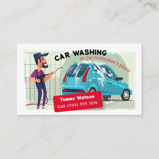 Tarjeta De Visita Lavado de coches en la puerta | Divertido (Anverso)