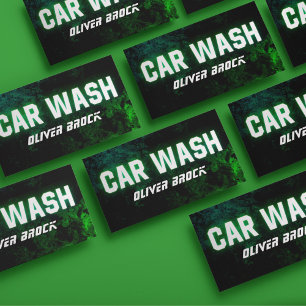 Tarjeta De Visita Lavado de coches y desconexión automática de neón 