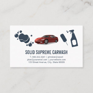 Tarjeta De Visita Lavado de coches y desconexión   Automobile Red Ca