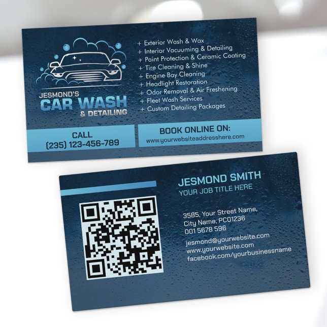 Tarjeta De Visita Lavado de coches y destello profesional (Subido por el creador)